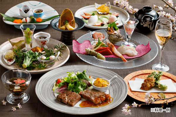 北海道産のブランド肉や旬の海鮮、各地の豪華食材を楽しめる会席